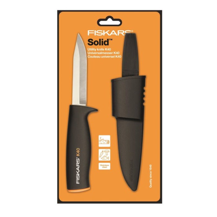 FISKARS K40, Cuțit utilitar cu lamă din inox și teacă, 225 mm [3]