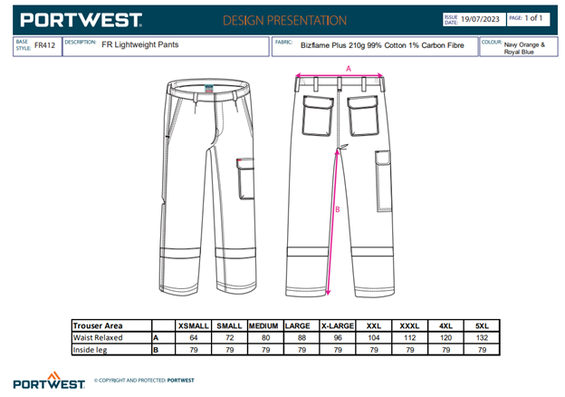 BIZFLAME - FR412, Pantaloni în talie din bumbac cu fibră de carbon, 210 g/mp [3]