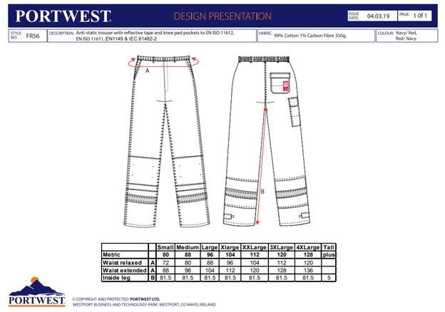 BIZFLAME - FR56, Pantaloni în talie din bumbac, 350 g/mp [3]