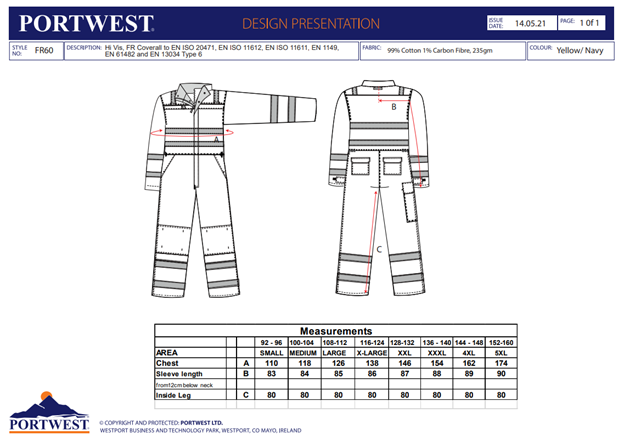 BIZFLAME - FR60, Combinezon HI-VIS ignifug din bumbac, 345 g/mp [2]