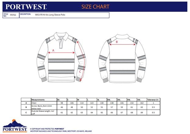 PW3 - FR702, Tricou polo HI-VIS cu mânecă lungă, din material ignifug Modaflame Knit HV, 210 g/mp [3]