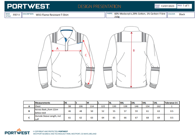 WX3 - FR711, Tricou cu mânecă lungă ignifug, din Modacrilic și bumbac, 210 g/mp [3]