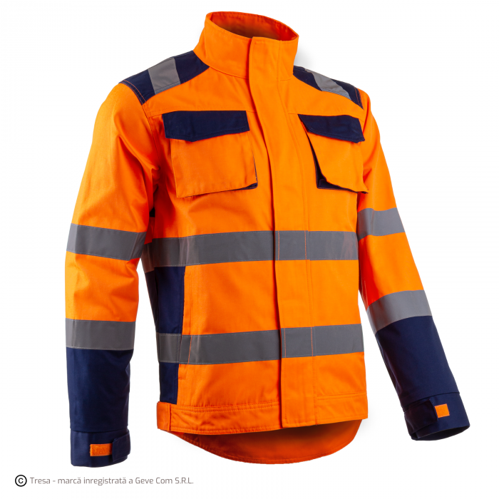 HIBANA, Jachetă de lucru din bumbac-poliester, cu benzi reflectorizante și inserții elastice, protecție vizuală clasa 2 și 3, 270 g/mp [3]