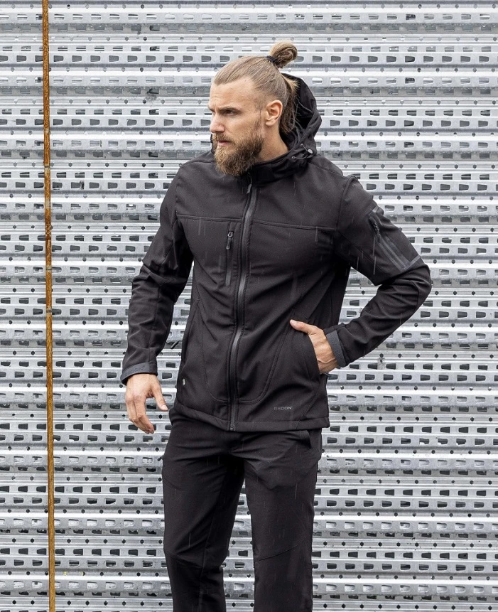 SPIRIT, Jachetă bărbați tip Softshell cu glugă detașabilă din poliester și elastan cu membrană TPU, 310 g/mp, căptușeală fleece din poliester [3]