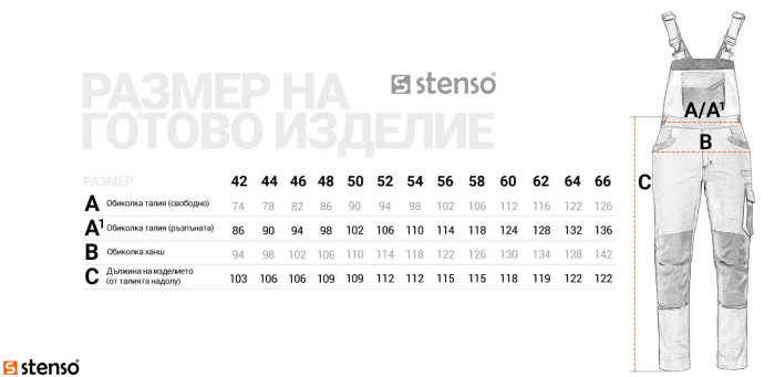 KASTOR CLASSIC, Pantaloni cu pieptar din bumbac 35% și poliester 65%, 260g/mp [7]