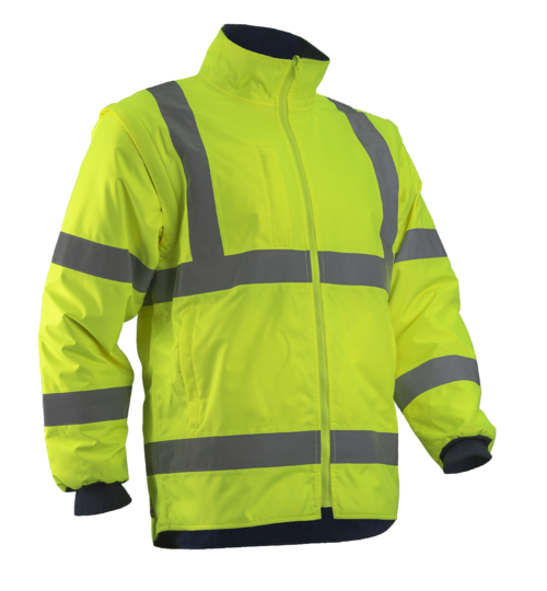 KAZAN 2 in 1, Jachetă HI-VIS multifuncțională din poliester Oxford 300D, 280 g/mp căptușeală fleece, mâneci detașabile [5]