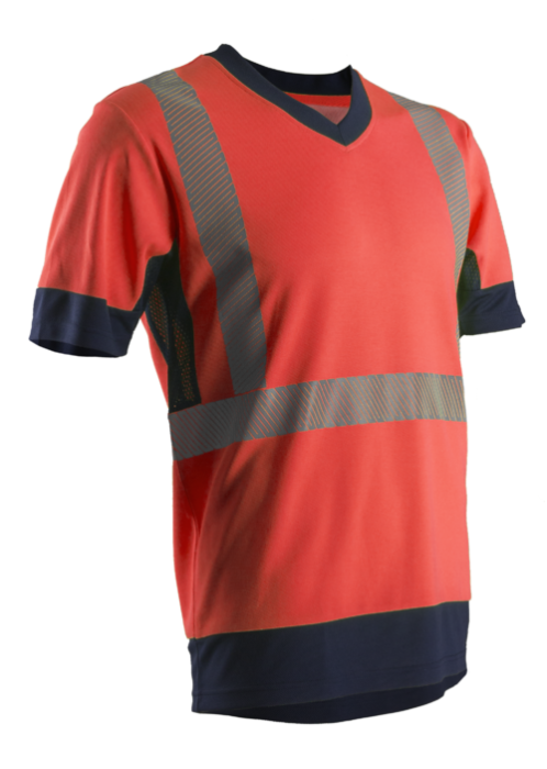 KOMO, Tricou hi-viz cu mâneci scurte, din tricot Bird-Eye 55% bumbac, 45% poliester, 150 g/mp [2]