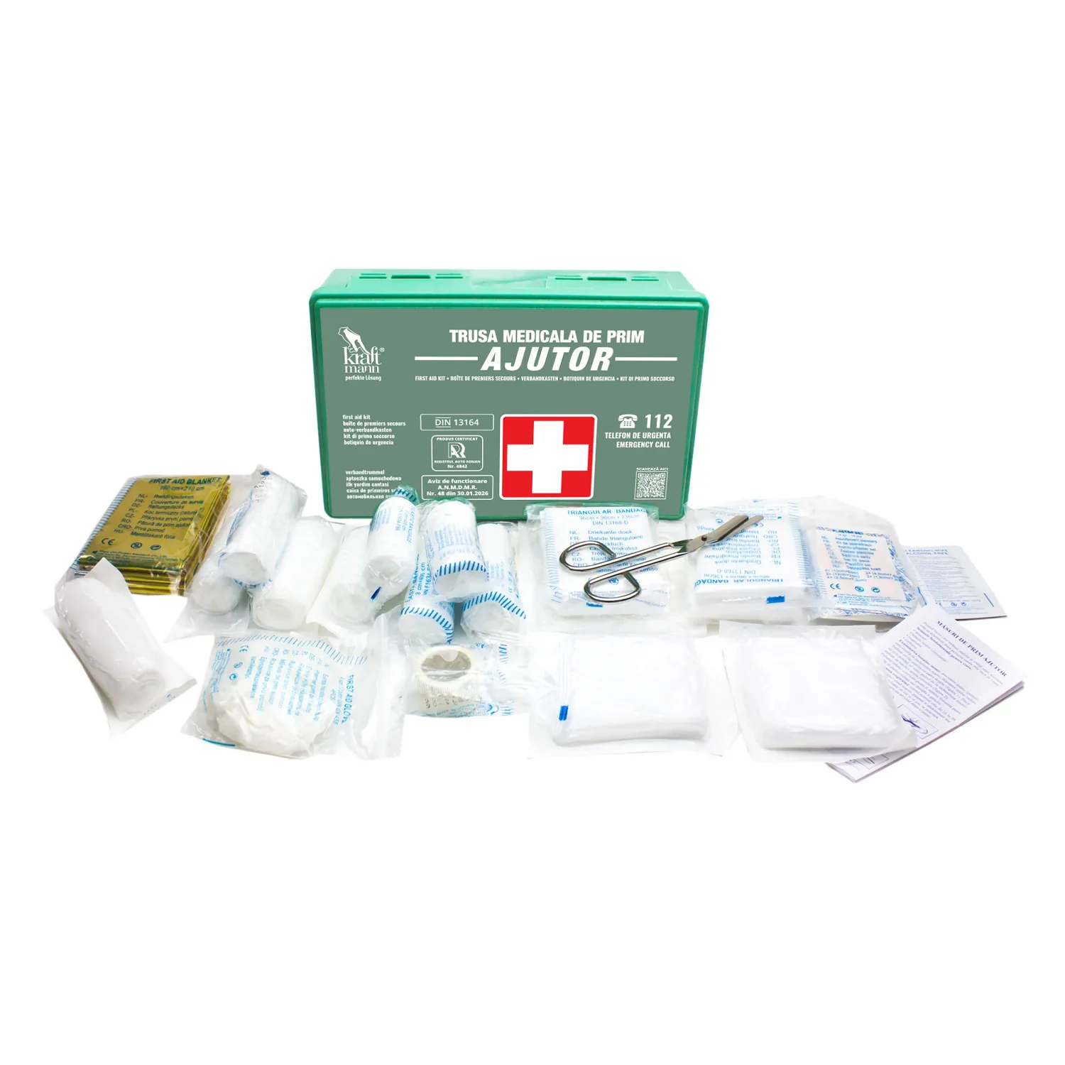 KRAFTMANN VID2142, Trusă sanitară de prim ajutor auto, certificată RAR, standard DIN 13164 [2]
