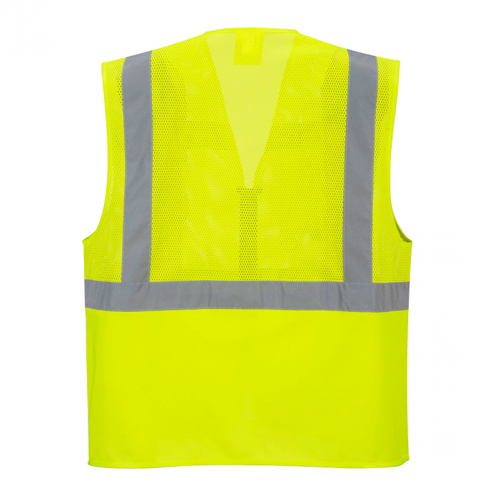 MADRID EXECUTIVE, Vestă HI VIS monocoloră, ventilată, din poliester, 124 g/mp, cu buzunare [2]