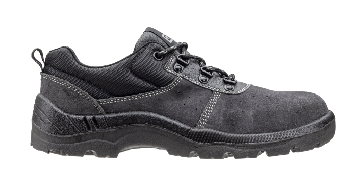 MANGANITE S1P, Pantofi de protecție din piele velur antracit microperforată, bombeu și lamelă oțel, talpă PU SRC antiderapantă, branț EVA cu inserție silicon [4]