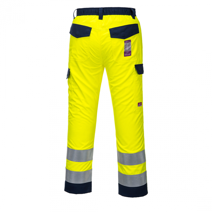 PORTWEST MODAFLAME MV46, Pantaloni HI VIS antistatici (ESD), antichimici, ignifugi din modacrilic, bumbac și fibre carbon, 280 g/mp [2]