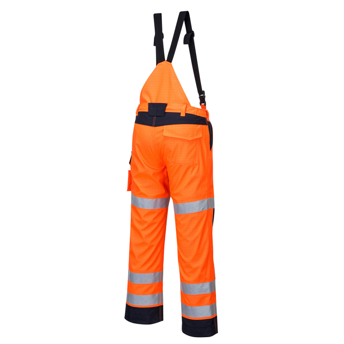MV71, Pantaloni de ploaie ignifugi multi-normă HI-VIS cu pieptar detașabil din poliester și modacrilic, 350 g/mp [3]