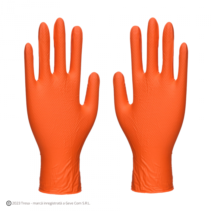 ORANGE HD A930, Mănuși de unică folosință heavy duty din nitril nepudrat, grosime: ~0.18mm [cutie 100 bucăți] [2]