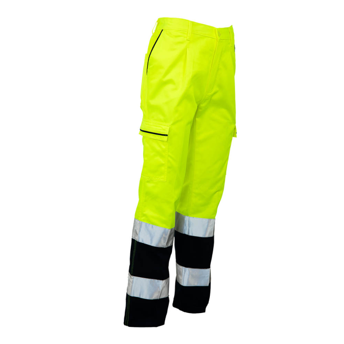 Pantaloni de lucru HI-VIS bicolori în talie din bumbac și fibre sintetice [2]