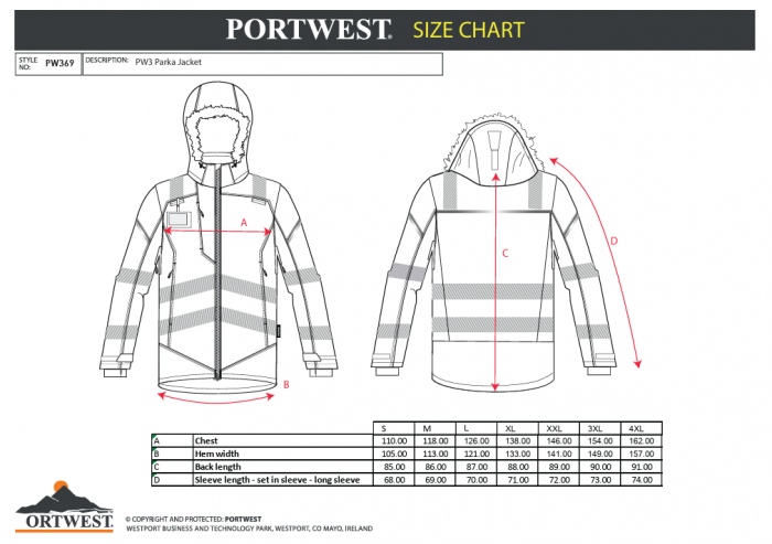 PW369 PARKA HI-VIS, Jacheta de iarnă din poliester Fibra Oxford 300D, 190 g/mp, căptușeala termică 200 g/mp [3]