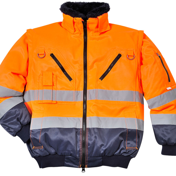 PJ50, Jachetă HI-VIS 3 în 1 din 55% bumbac și 45% poliester, 240 g/mp, căptușeală termică detașabilă din blană sintetică [2]
