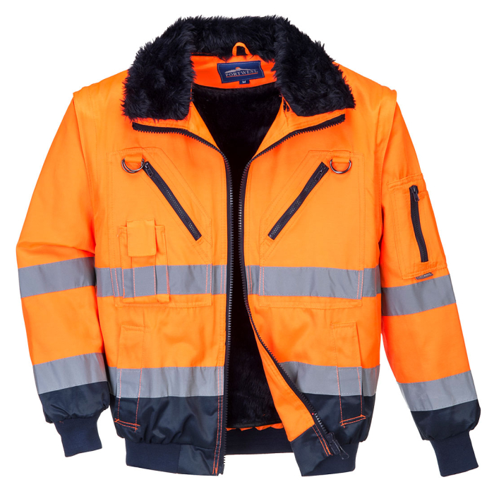 PJ50, Jachetă HI-VIS 3 în 1 din 55% bumbac și 45% poliester, 240 g/mp, căptușeală termică detașabilă din blană sintetică [3]