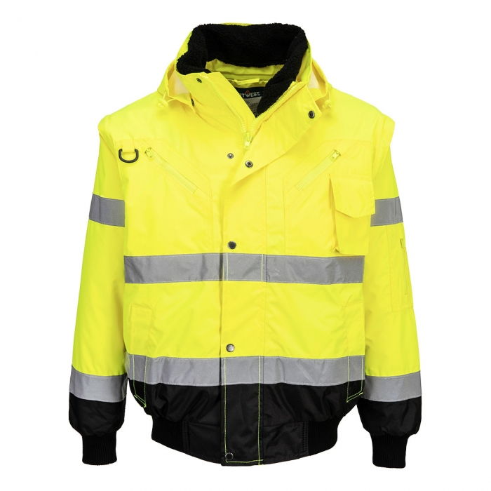 PORTWEST C465, Jachetă Bomber 3 în 1 cu contrast Hi-Vis, 100% poliester 300D Oxford, căptușeală fleece 300g, certificare EN ISO 20471 Clasa 3 [9]