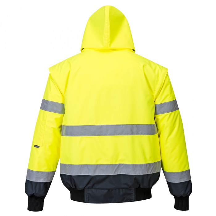 PORTWEST C465, Jachetă Bomber 3 în 1 cu contrast Hi-Vis, 100% poliester 300D Oxford, căptușeală fleece 300g, certificare EN ISO 20471 Clasa 3 [6]