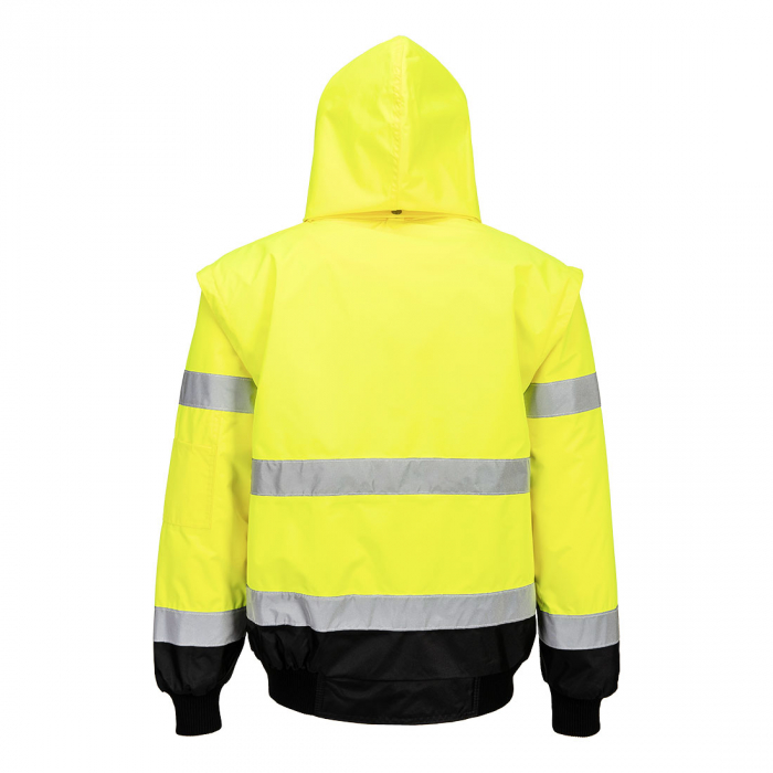 PORTWEST C465, Jachetă Bomber 3 în 1 cu contrast Hi-Vis, 100% poliester 300D Oxford, căptușeală fleece 300g, certificare EN ISO 20471 Clasa 3 [10]