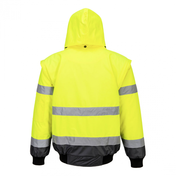 PORTWEST C465, Jachetă Bomber 3 în 1 cu contrast Hi-Vis, 100% poliester 300D Oxford, căptușeală fleece 300g, certificare EN ISO 20471 Clasa 3 [8]