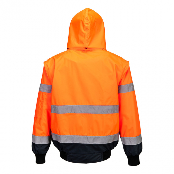 PORTWEST C465, Jachetă Bomber 3 în 1 cu contrast Hi-Vis, 100% poliester 300D Oxford, căptușeală fleece 300g, certificare EN ISO 20471 Clasa 3 [2]