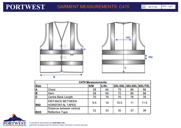 PORTWEST C470, Vestă Hi-Vis Two Band & Brace, 100% poliester tricotat, certificare EN ISO 20471 Clasa 2 [3]