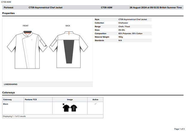 PORTWEST C739, Jachetă de bucătar asimetrică MeshAir PRO, din polibumbac, 190 g/mp [5]