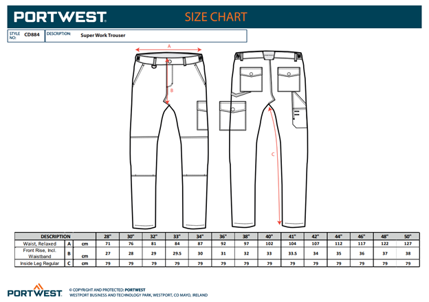 PORTWEST CD884, Pantaloni Super Work din poliester și bumbac, 245 g/mp [3]