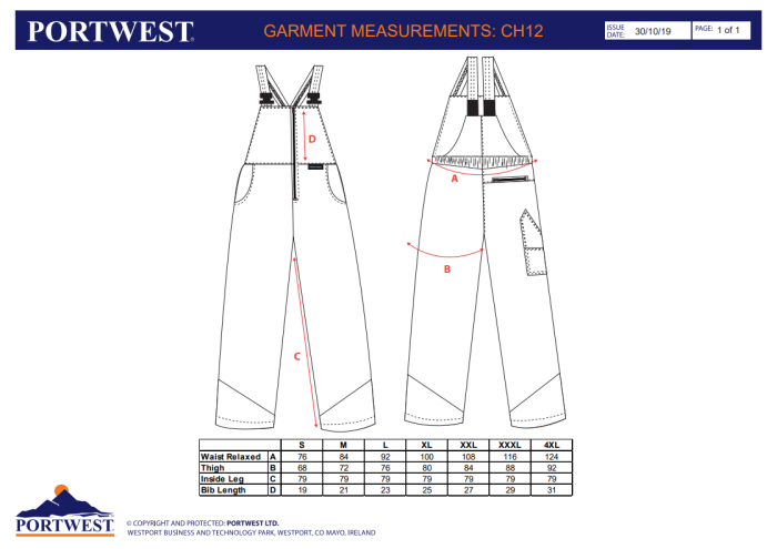 PORTWEST CH12, Pantaloni cu pieptar pentru forestieri Oak Chainsaw, din polibumbac 245 g/mp [3]