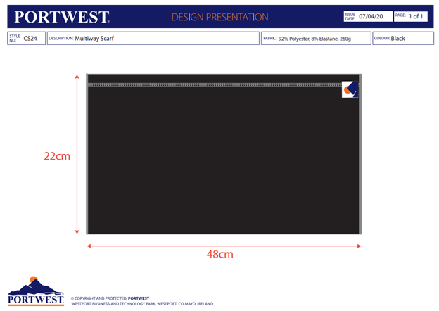 PORTWEST CS24, Eșarfă Multiway din poliester și elastan, 180 g/mp [3]
