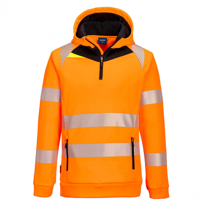 PORTWEST DX482, Hanorac HI-VIS cu glugă, fermoar 1/4, din poliester 330 g/mp [1]