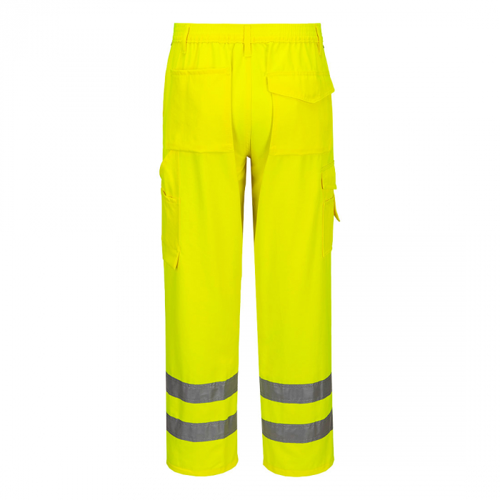PORTWEST E046, Pantaloni de lucru Hi-Vis, policotton Kingsmill, 65% poliester / 35% bumbac, 245g, finisaj Texpel™ Stain Eco, certificare EN ISO 20471 Clasa 1 [2]
