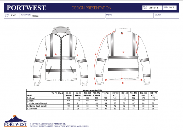 PORTWEST F300, Polar Fleece HI-VIS din poliester 300 g/mp, căptușit [3]