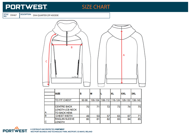 PORTWEST, Hanorac DX4 Quarter Zip cu glugă, din poliester și elastan, 330 g/mp [3]