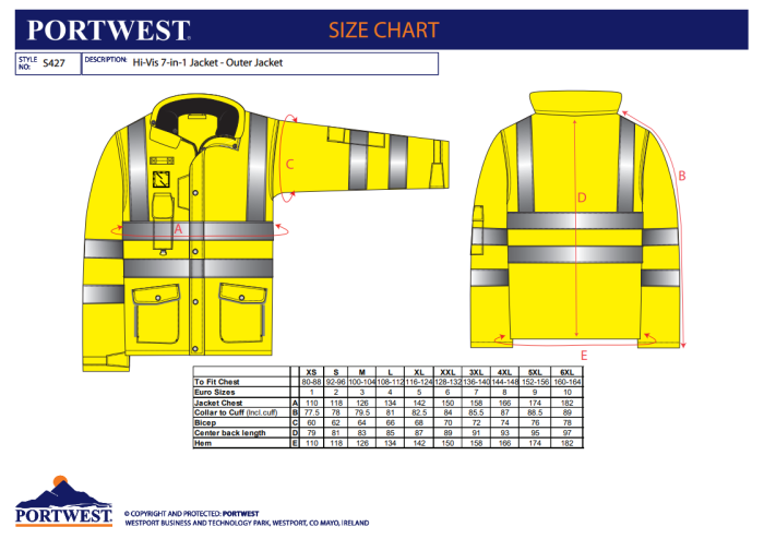 PORTWEST S427, Jachetă traffic 7-in-1 cu glugă detașabilă, din poliester 300D, 190 g/mp, căptușeală termică 160 g/mp [3]