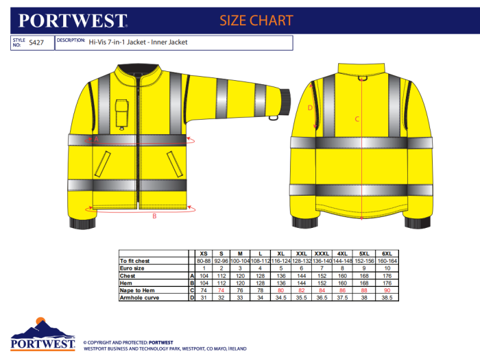 PORTWEST S427, Jachetă traffic 7-in-1 cu glugă detașabilă, din poliester 300D, 190 g/mp, căptușeală termică 160 g/mp [2]