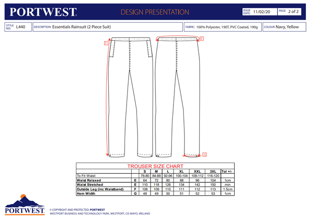PORTWEST L440, Costum de ploaie Essentials din poliester cu strat PVC, 190 g/mp [3]