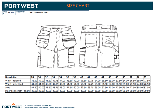 PORTWEST, Pantaloni scurți DX4 Hi-Vis cu buzunare Holster, din poliester, 270 g/mp [2]