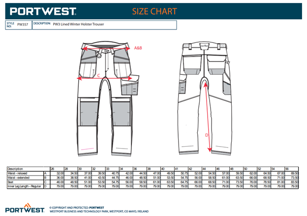PORTWEST PW357, Pantaloni Holster de iarnă căptușiți din polibumbac, 300 g/mp [3]