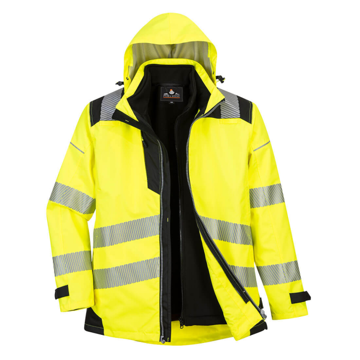 PORTWEST PW365, Jachetă HI-VIS 3-în-1, cu glugă detașabilă, din poliester cu interior detașabil, 300 g/mp [1]