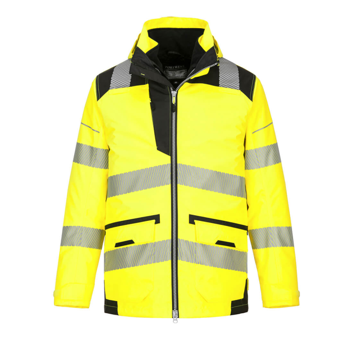 PORTWEST PW367, Jachetă HI-VIS 5-în-1, cu glugă ascunsă, din poliester cu căptușeală fleece, 400 g/mp [1]