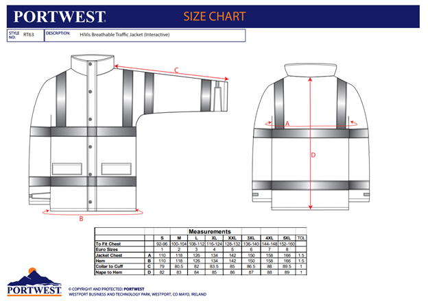 PORTWEST RT63, Jachetă Hi-Vis Respirabilă Traffic (Interactivă) din poliester 300D Oxford 190 g/mp, căptușeală plasă poliester 60 g/mp [3]