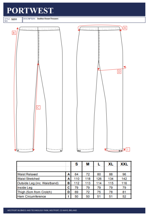 PORTWEST S251, Pantaloni în talie Sealtex™ Ocean din PVC și PU, 310 g/mp [2]