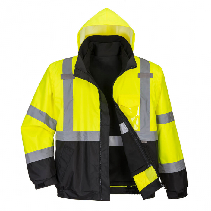 PORTWEST S365, Jachetă bomber 3 în 1 Hi-Vis Contrast Premium, galben/negru [1]