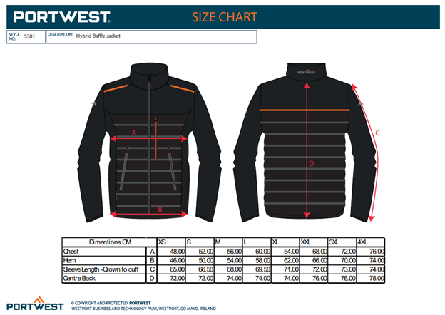 PORTWEST S381, Jachetă Hybrid Baffle din poliester, bumbac și elastan, 350 g/mp, căptușeală termică Insulatex Pro 260 g/mp [3]