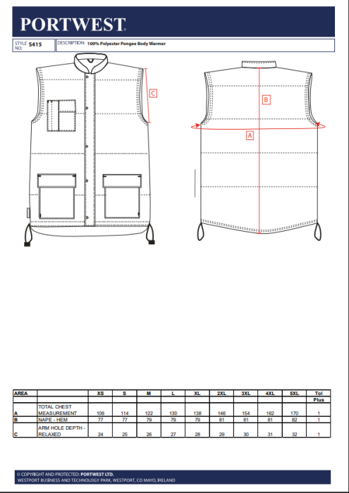 PORTWEST S415, Vestă termică din poliester Pongee, 160 g/mp, căptușeală termică 200 g/mp [3]