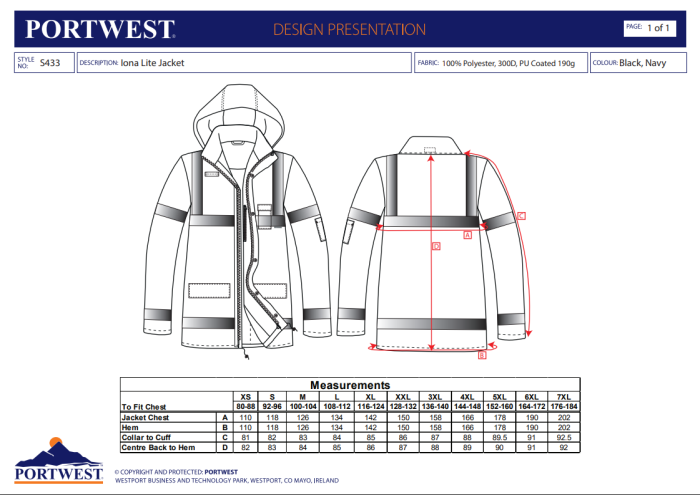 PORTWEST IONA S433, Jachetă cu glugă din poliester, 190 g/mp, căptușeală 170 g/mp [3]