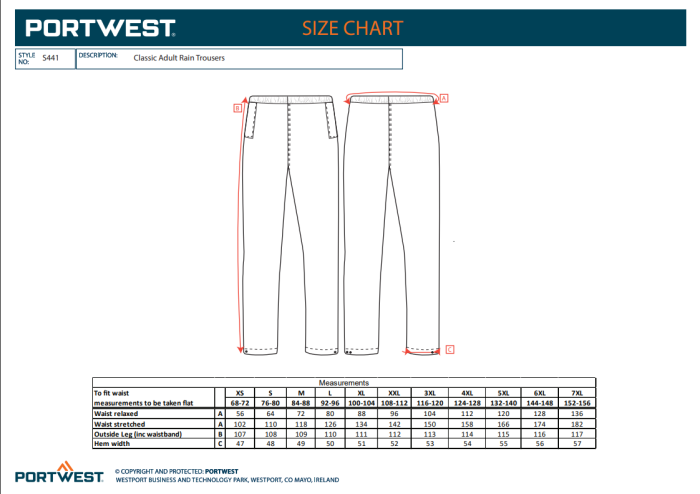 PORTWEST S441, Pantaloni în talie din poliester cu strat PVC, 210 g/mp [2]