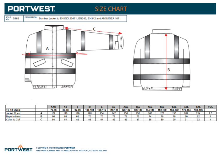 PORTWEST S463, Jachetă Bomber Hi-Vis, impermeabilă, cu căptușeală, Clasa 3 [3]